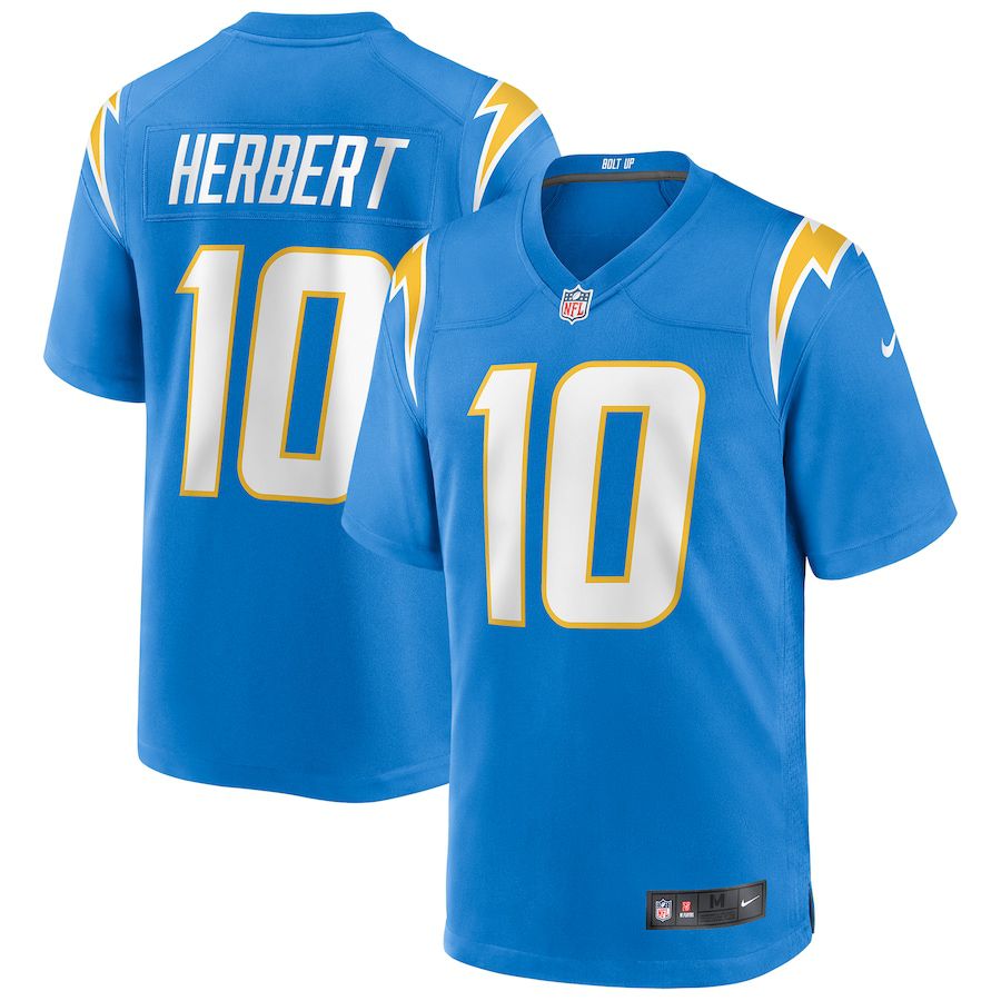 Men Los Angeles Chargers 10 Justin Herbert Nike Powder Blue Game NFL Jersey